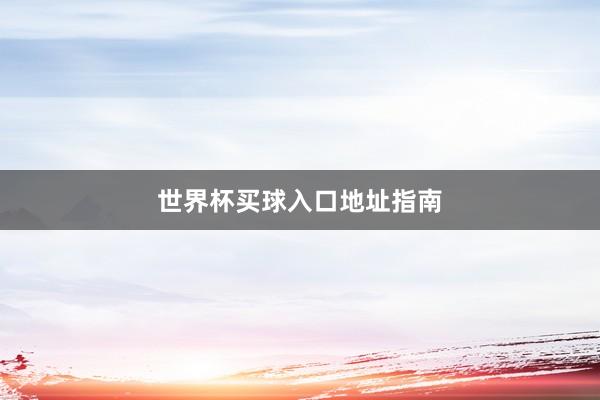 世界杯买球入口地址指南